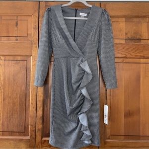 Calvin Klein houndstooth dress with ruffle skirt